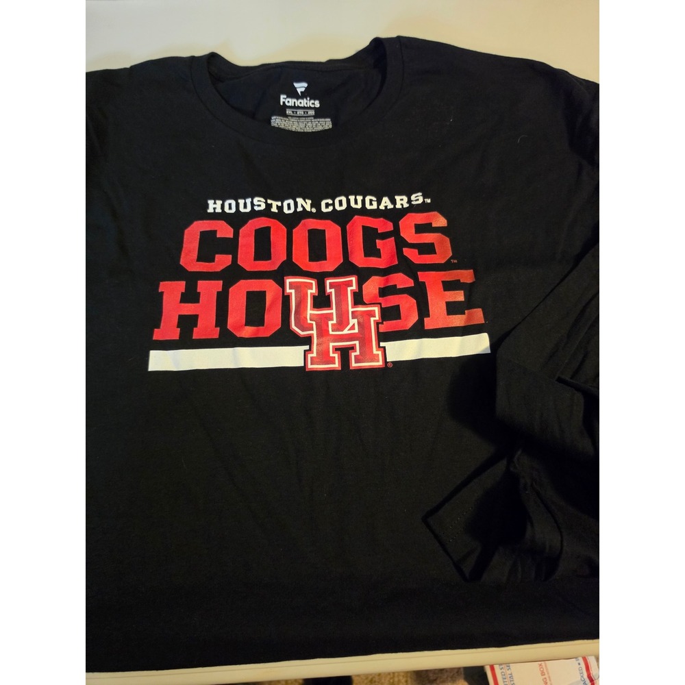 Fanatics Houston Cougars Coogs House Long Sleeve T-Shirt Black Mens 2XL UH NCAA